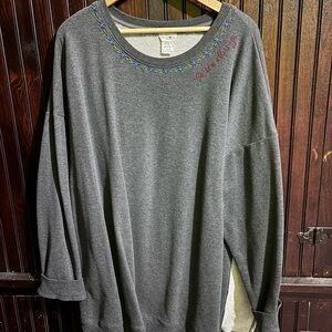 NATURAL LIFE Gray Embroidered Crewneck Sweatshirt